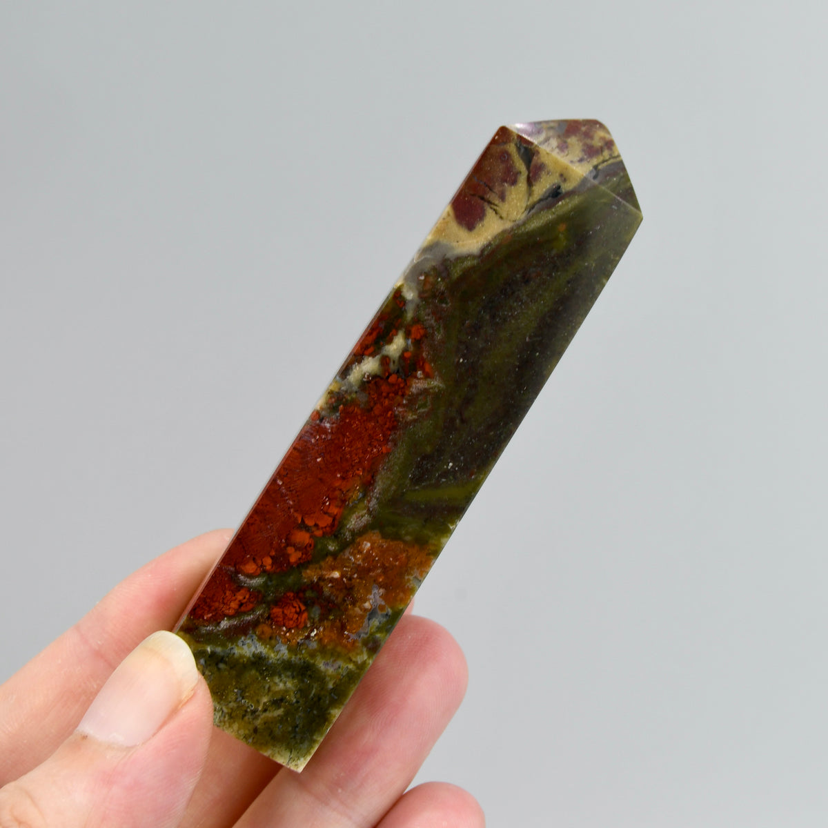 Red Garden Agate Crystal Tower, Intricate Red Moss Agate