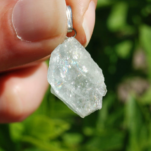 Raw Gem Aquamarine Crystal Pendant for Necklace