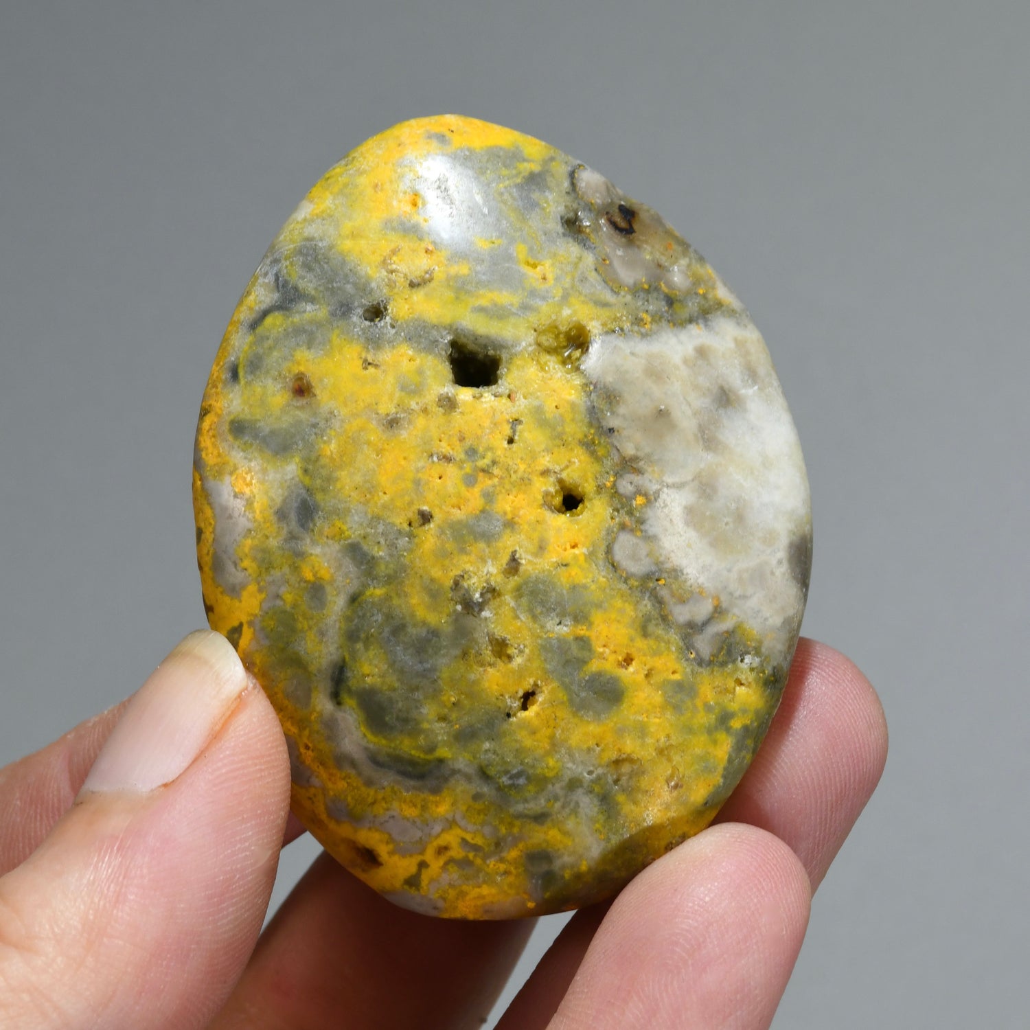 Bumblebee Jasper Crystal Palm Stone, Indonesia