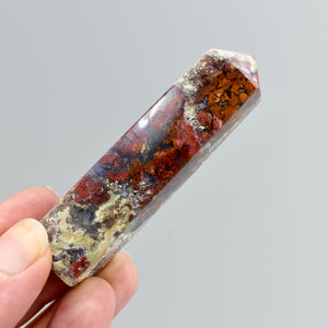 Red Garden Agate Crystal Tower, Intricate Red Moss Agate