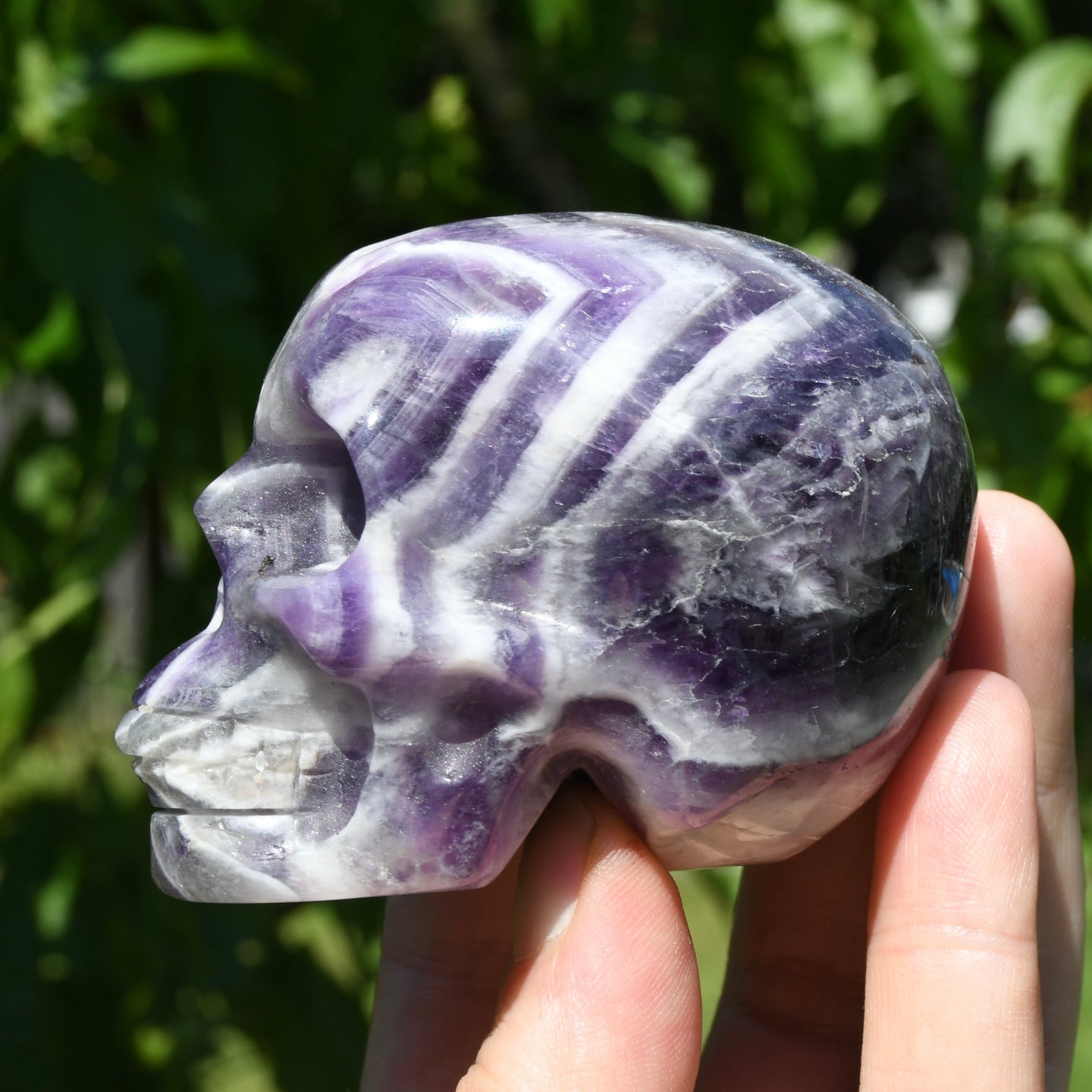 Chevron Dream Amethyst Crystal Skull