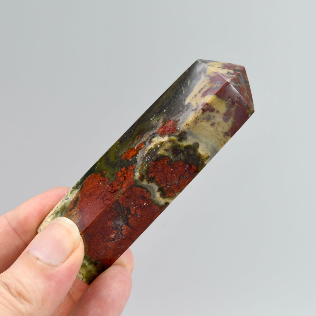 Red Garden Agate Crystal Tower, Intricate Red Moss Agate
