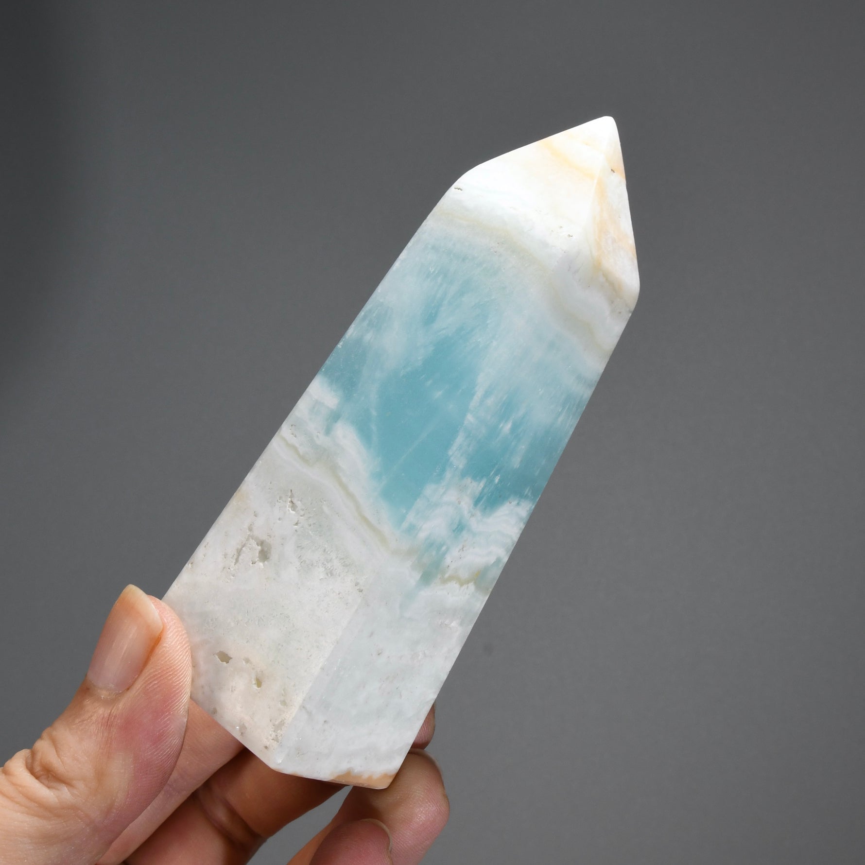 Caribbean Blue Calcite Crystal Tower