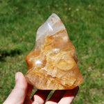 Golden Healer Quartz Carved Crystal Flame, Madagascar
