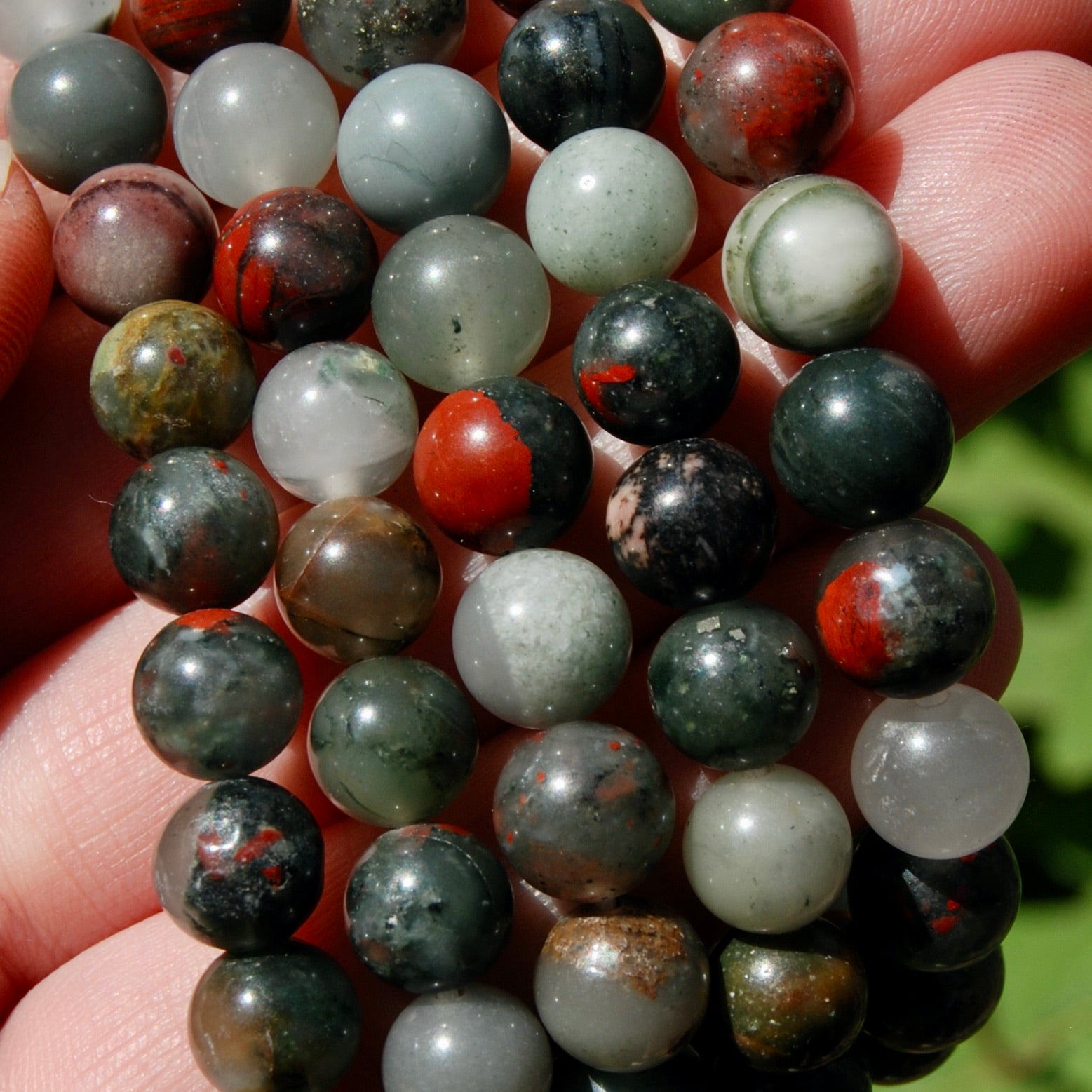 African Bloodstone Crystal Bead Bracelet