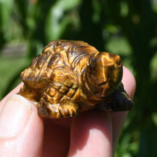 Load image into Gallery viewer, Tiger&#39;s Eye Carved Crystal Turtle
