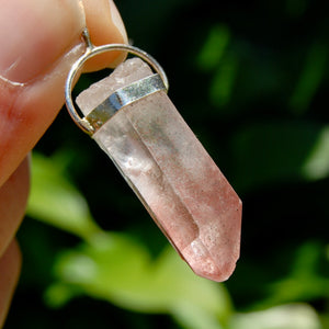 Strawberry Pink Lemurian Seed Crystal Pendant