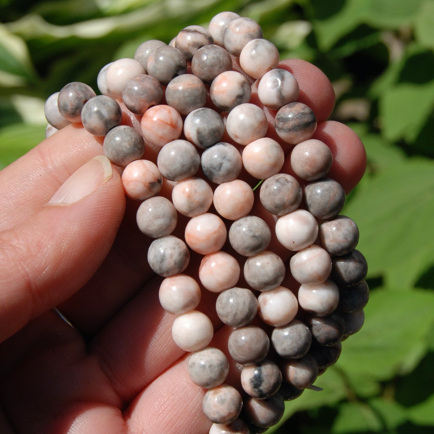 Pink Jasper Crystal Beaded Bracelet