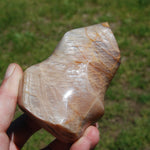 Peach Moonstone Crystal Freeform Flame Tower, India