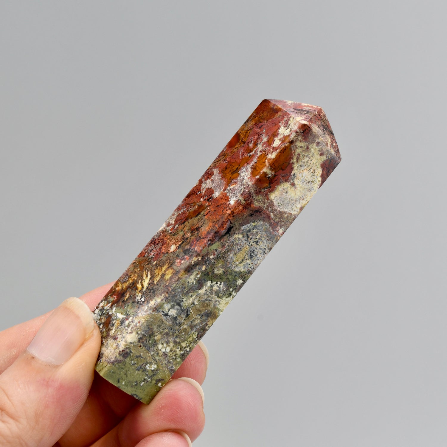 Red Garden Agate Crystal Tower, Intricate Red Moss Agate