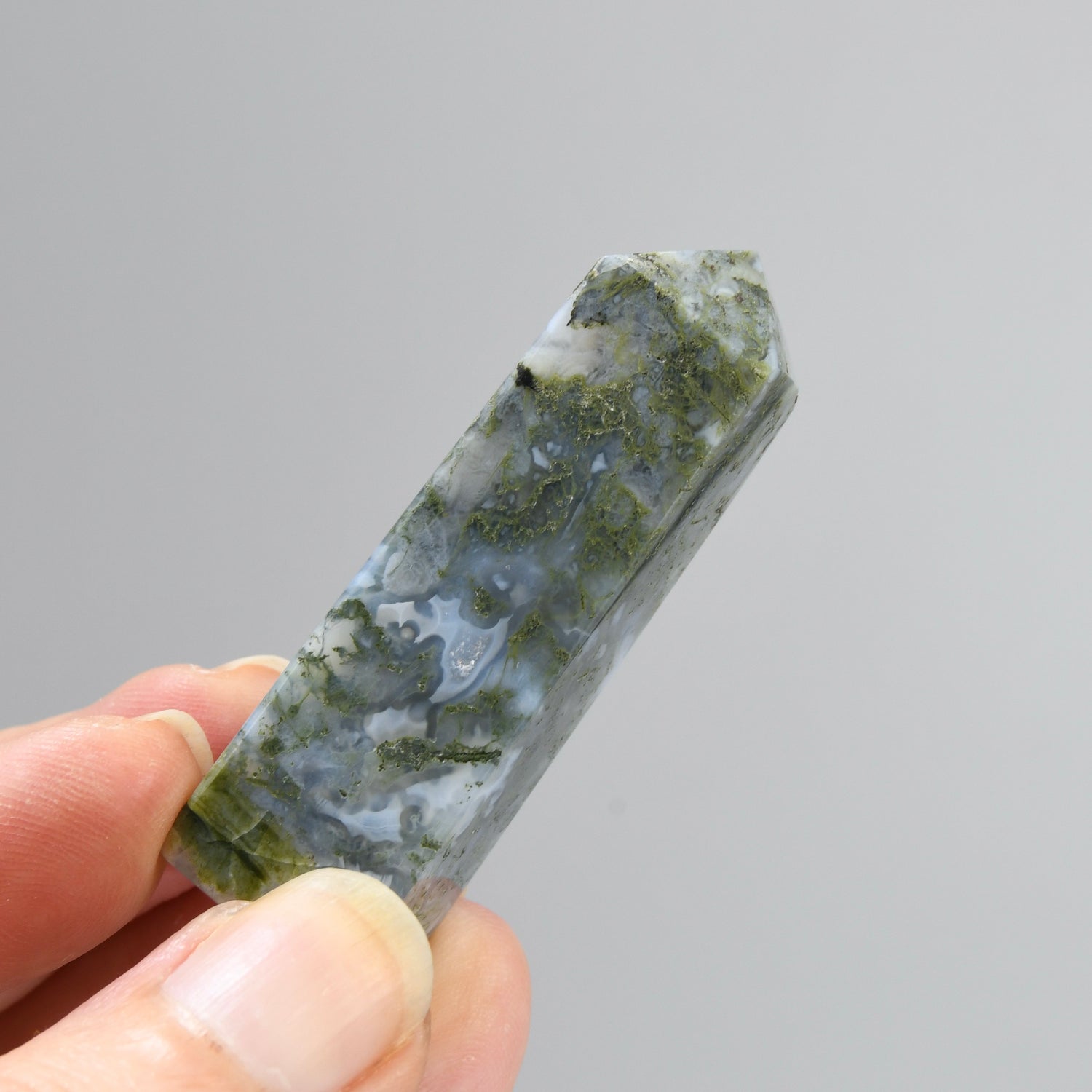 Garden Agate Crystal Tower, Intricate Moss Agate