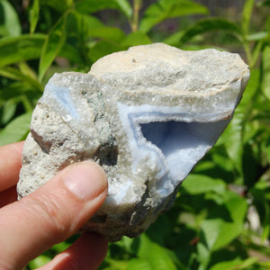XL Raw Blue Lace Agate Crystal Geode Cluster, Rough Blue Lace Agate