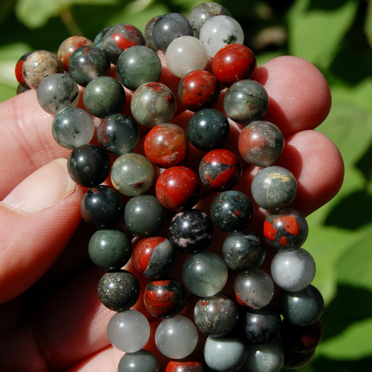 African Bloodstone Crystal Bead Bracelet