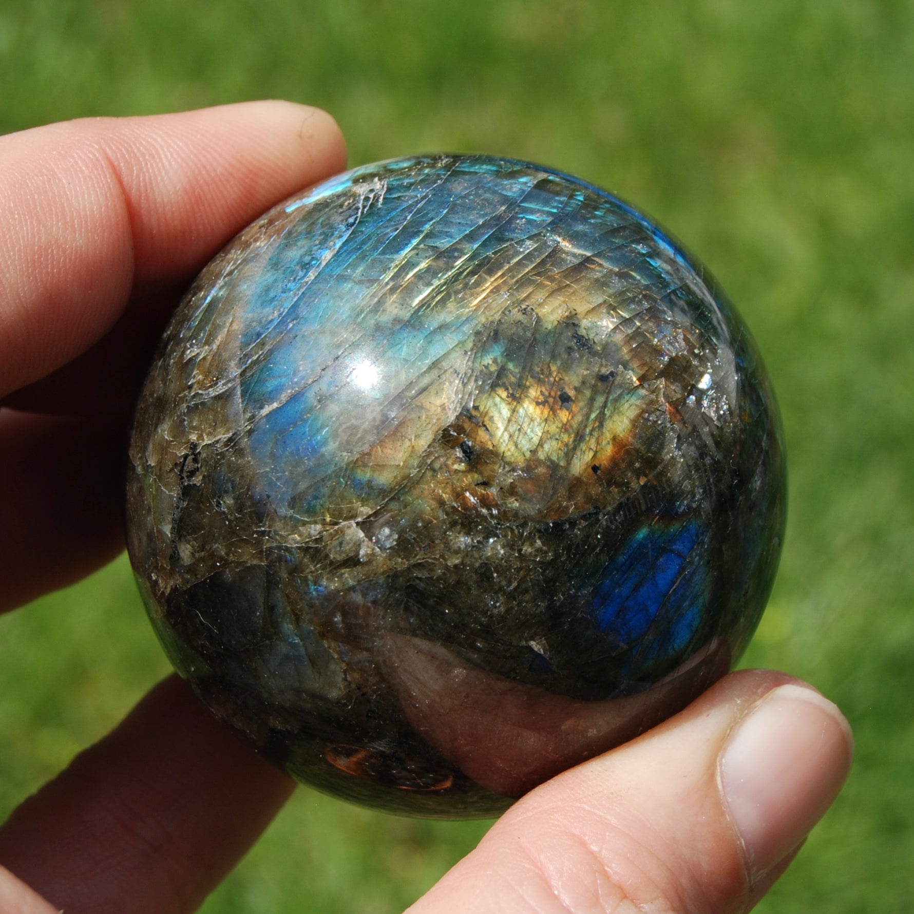 Flashy Rainbow Labradorite Crystal Sphere