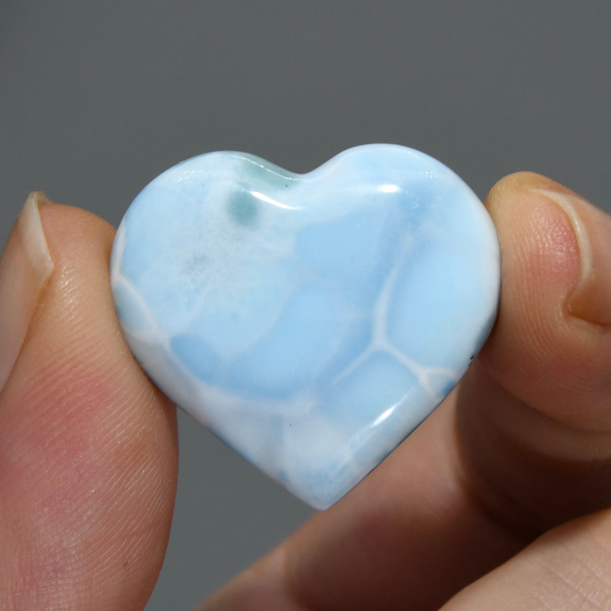 Natural Larimar Crystal Puffy Heart