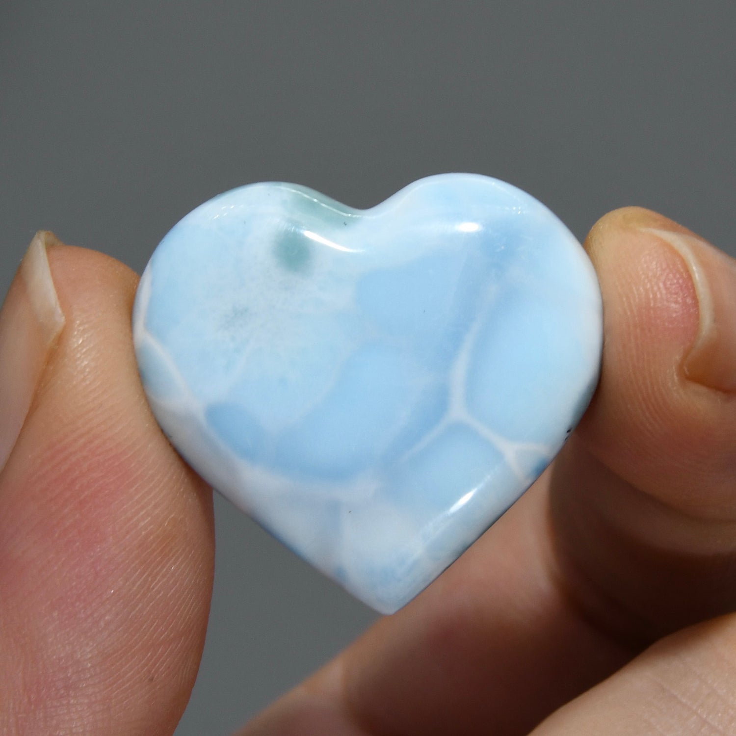 Natural Larimar Crystal Puffy Heart