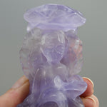 Purple Fluorite Carved Crystal Angel Sphere Stand