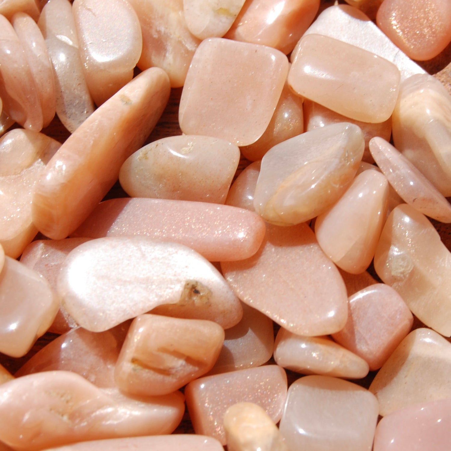 Golden Confetti Sunstone Moonstone Crystal Tumbled Stones