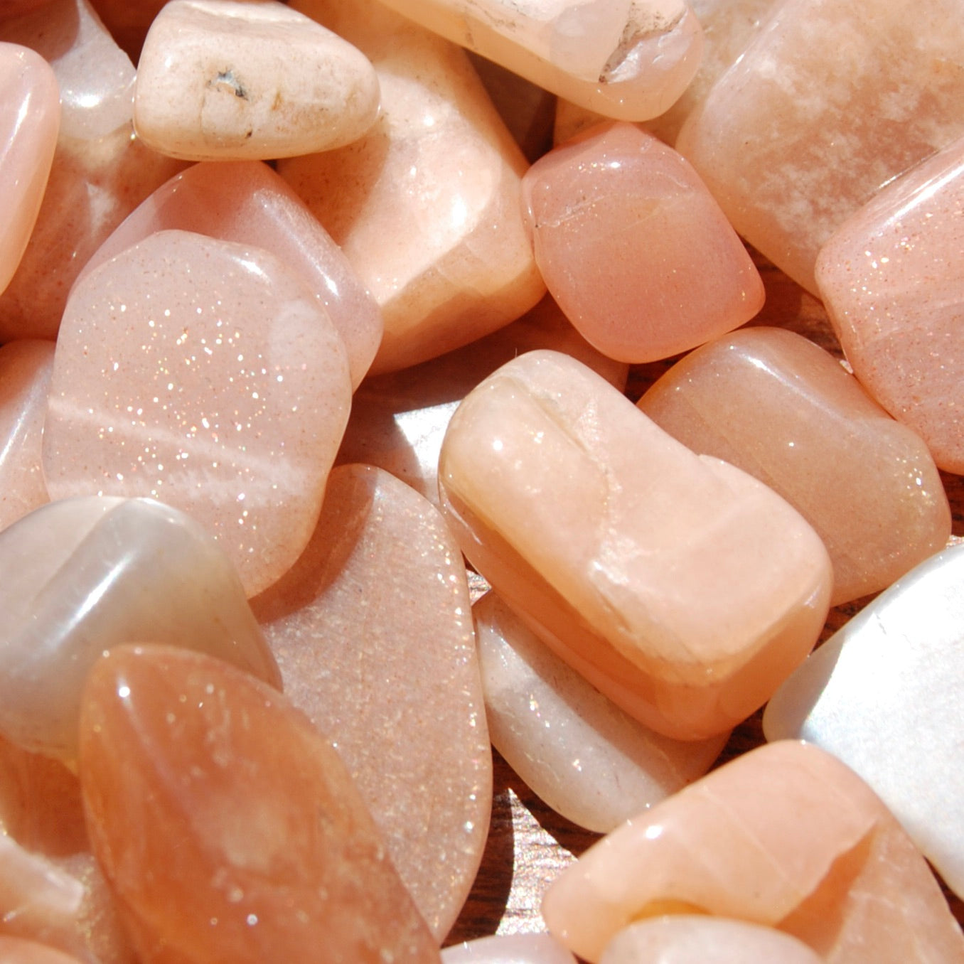 Golden Confetti Sunstone Moonstone Crystal Tumbled Stones