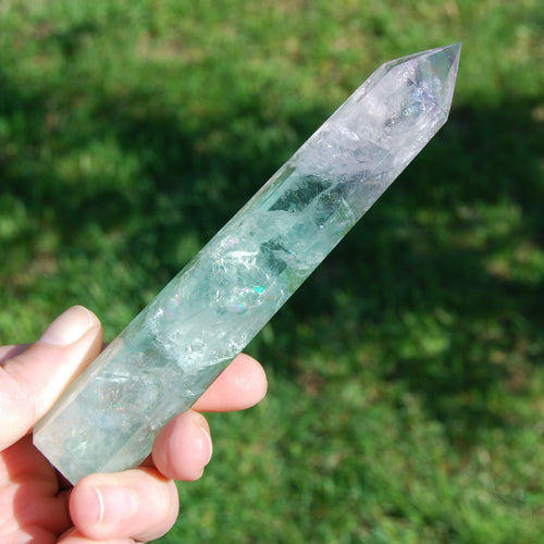 Large Watermelon Fluorite Crystal Tower