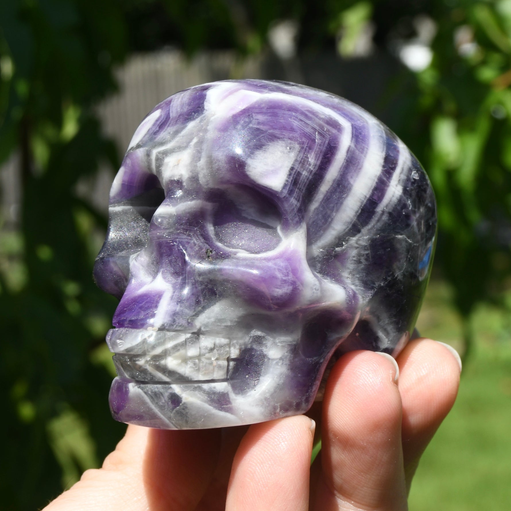 Chevron Dream Amethyst Crystal Skull