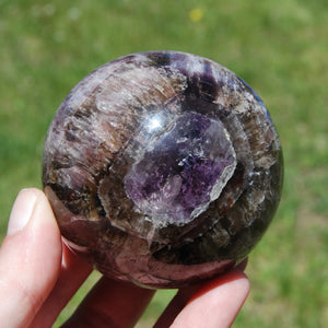 XL Super Seven Cacoxenite Crystal Sphere, Super 7 Amethyst Cacoxenite Trapiche Eye, Brazil