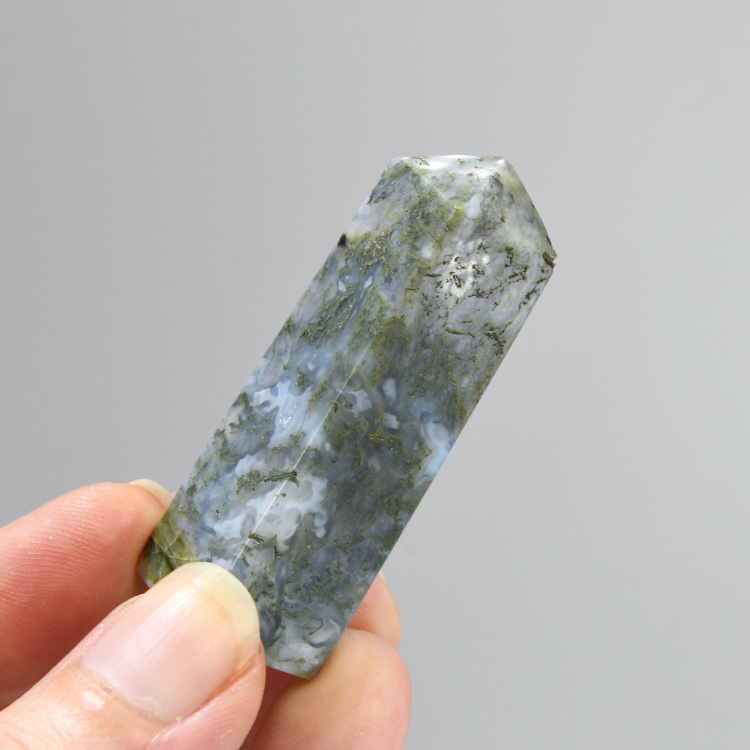Garden Agate Crystal Tower, Intricate Moss Agate