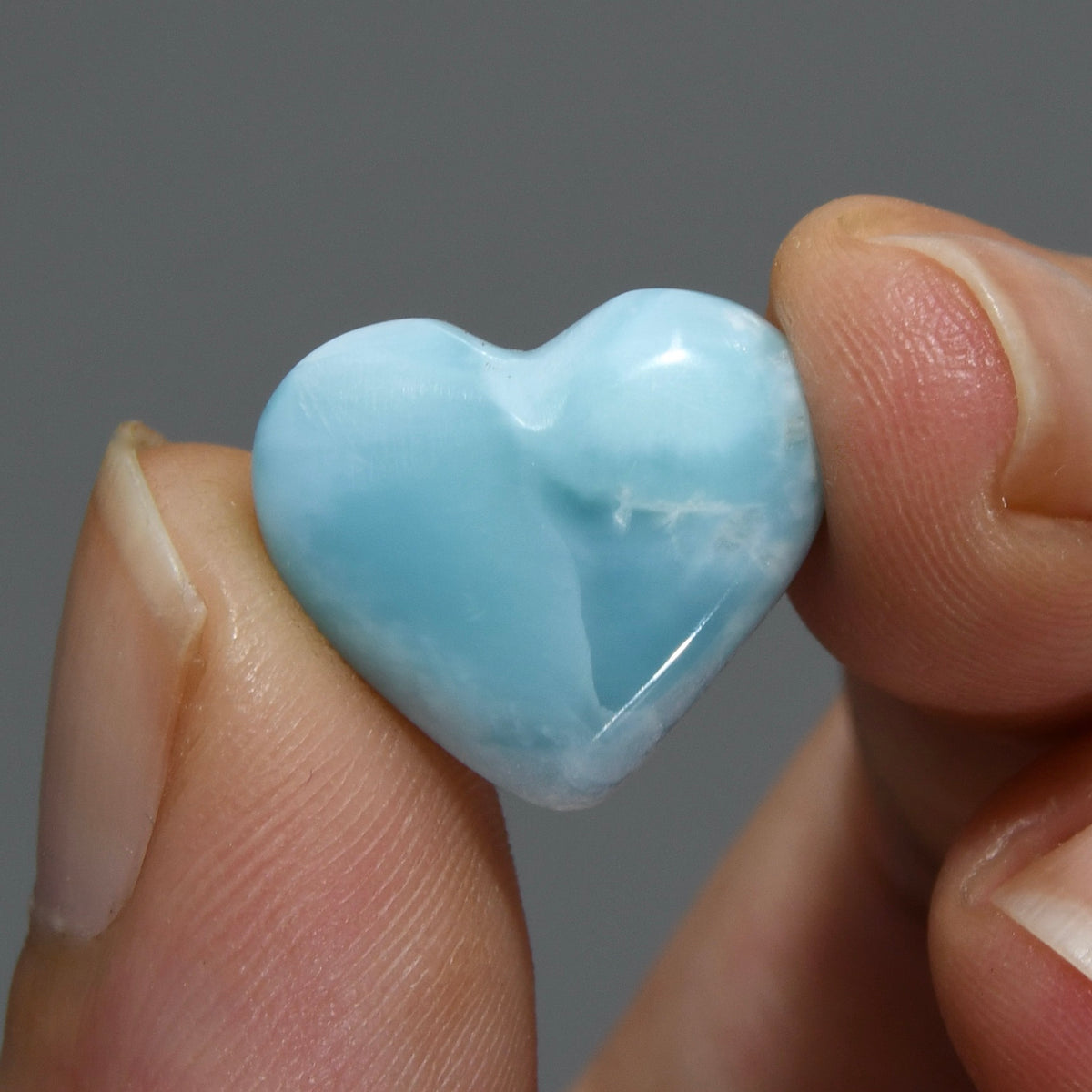 Natural Larimar Crystal Puffy Heart