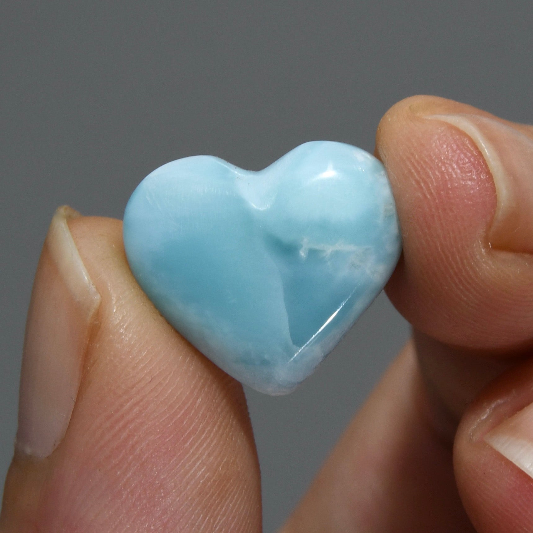 Natural Larimar Crystal Puffy Heart