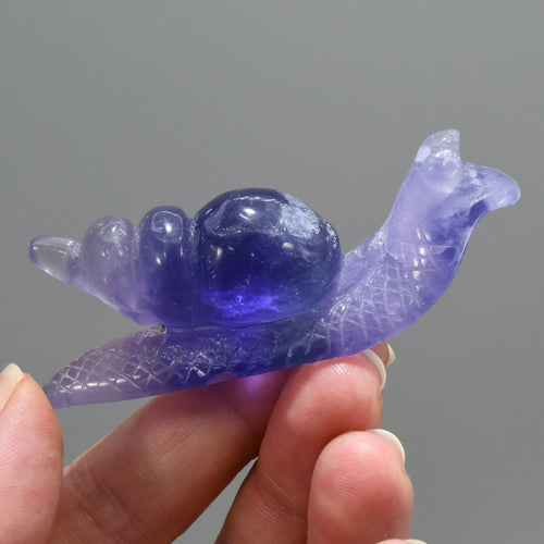 Purple Fluorite Carved Crystal Snail
