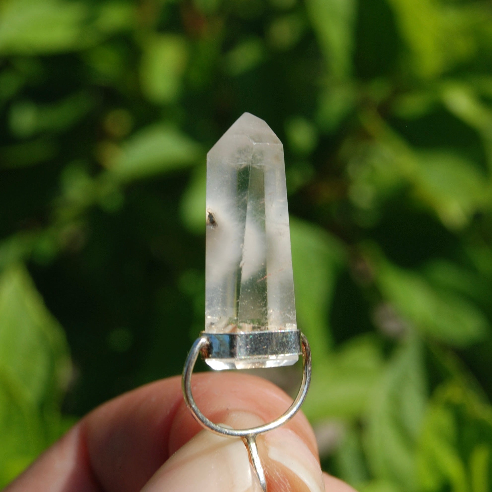 Clear Quartz Crystal Point Necklace in Sterling Silver -Designed