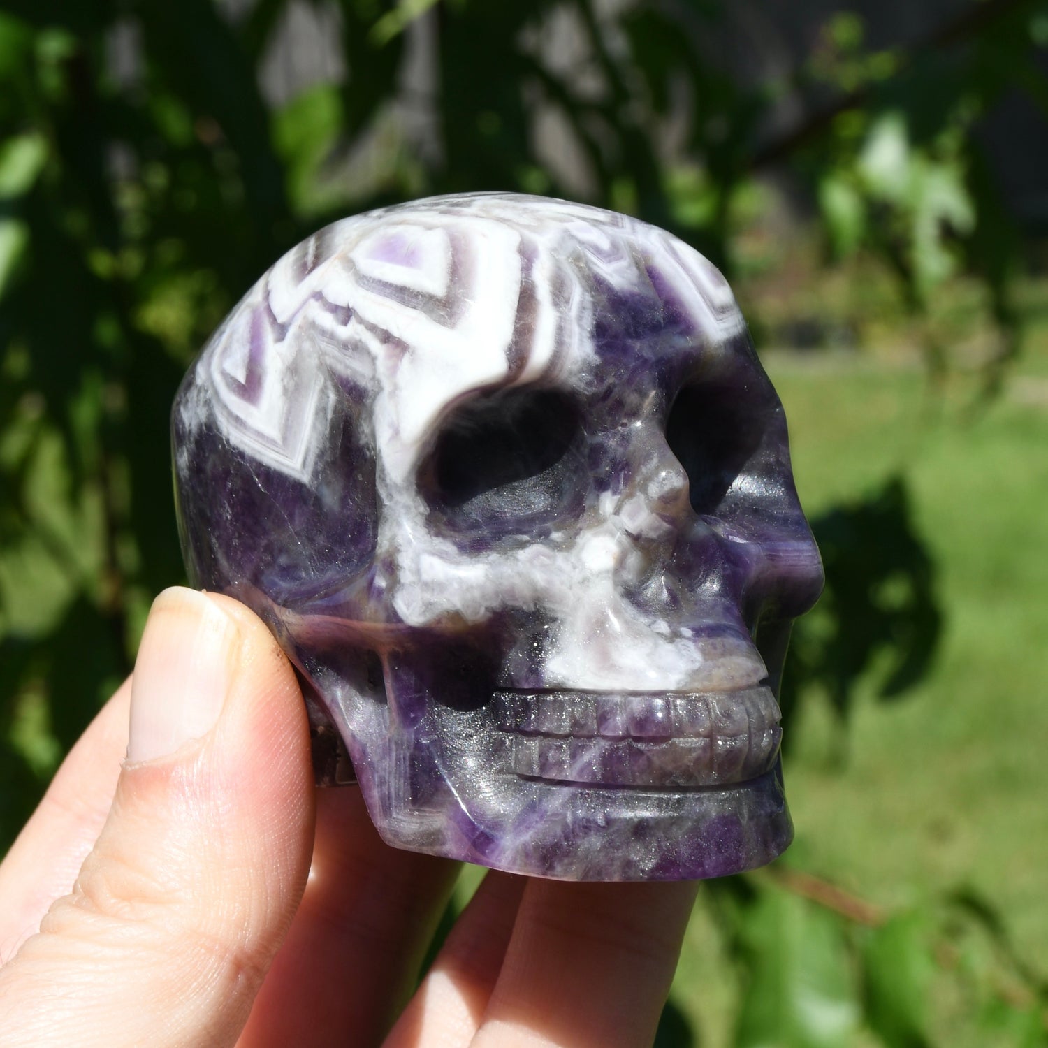 Chevron Dream Amethyst Crystal Skull