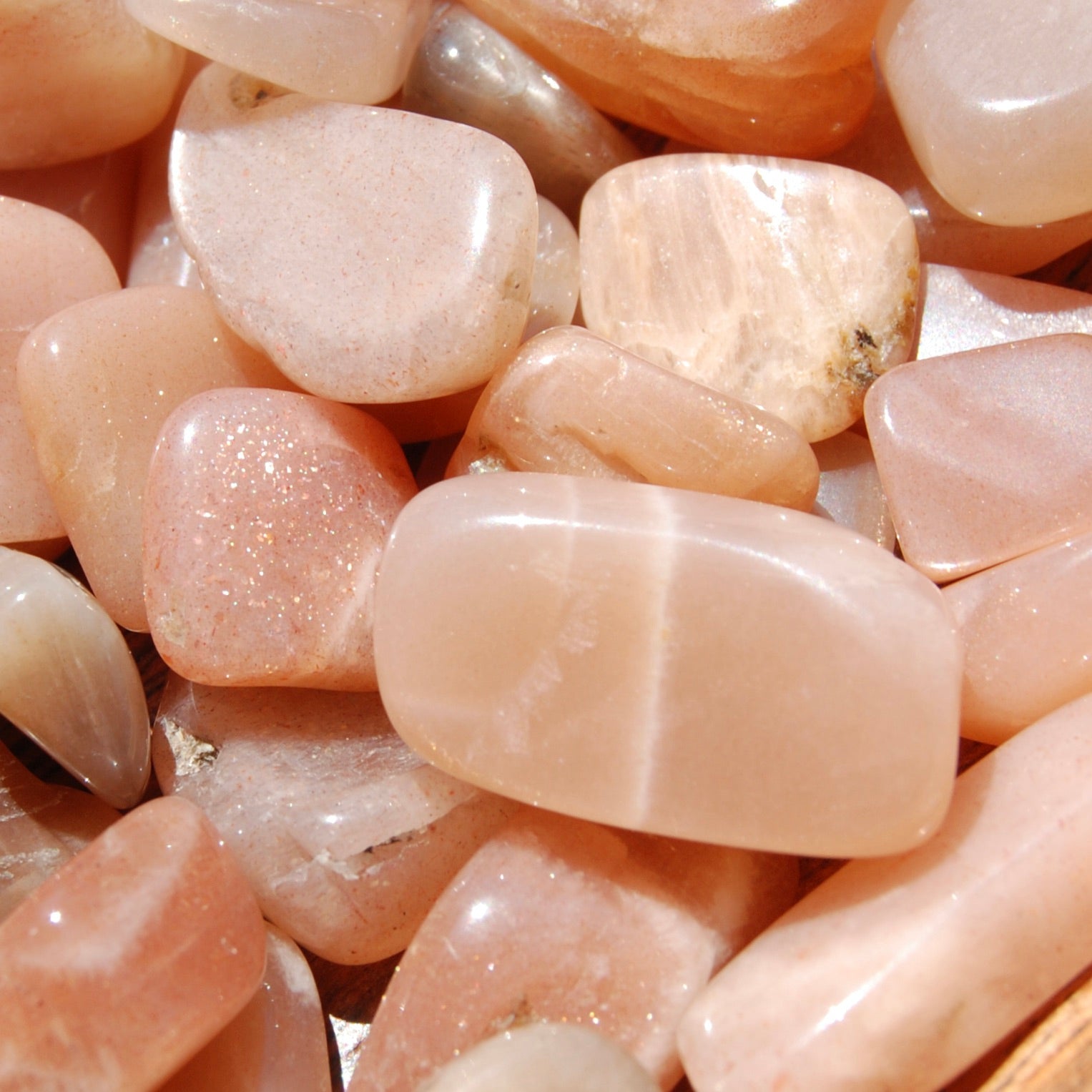 Golden Confetti Sunstone Moonstone Crystal Tumbled Stones