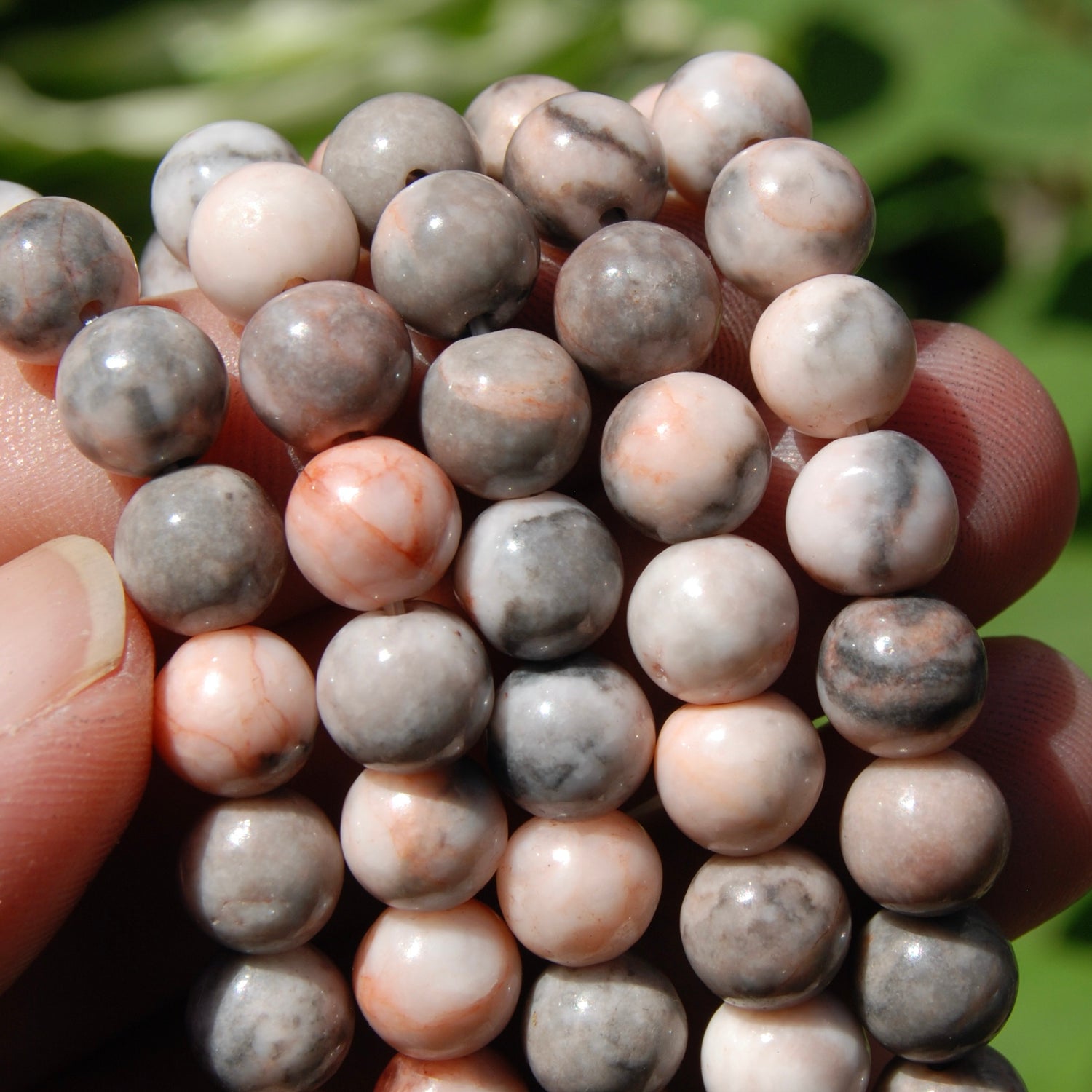 Pink Jasper Crystal Beaded Bracelet