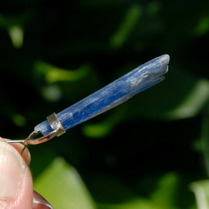 Raw Blue Kyanite Blade Crystal Sterling Silver Pendant for Necklace