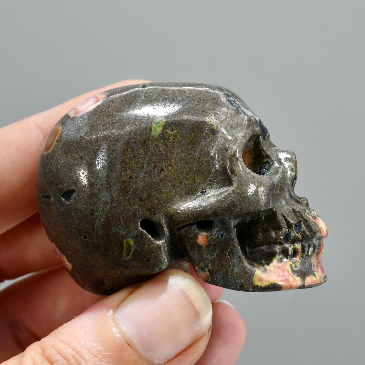 Plumite Jasper Carved Crystal Skull