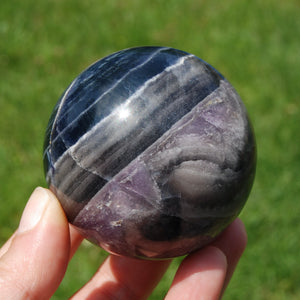 Blue Purple Silky Fluorite Crystal Sphere