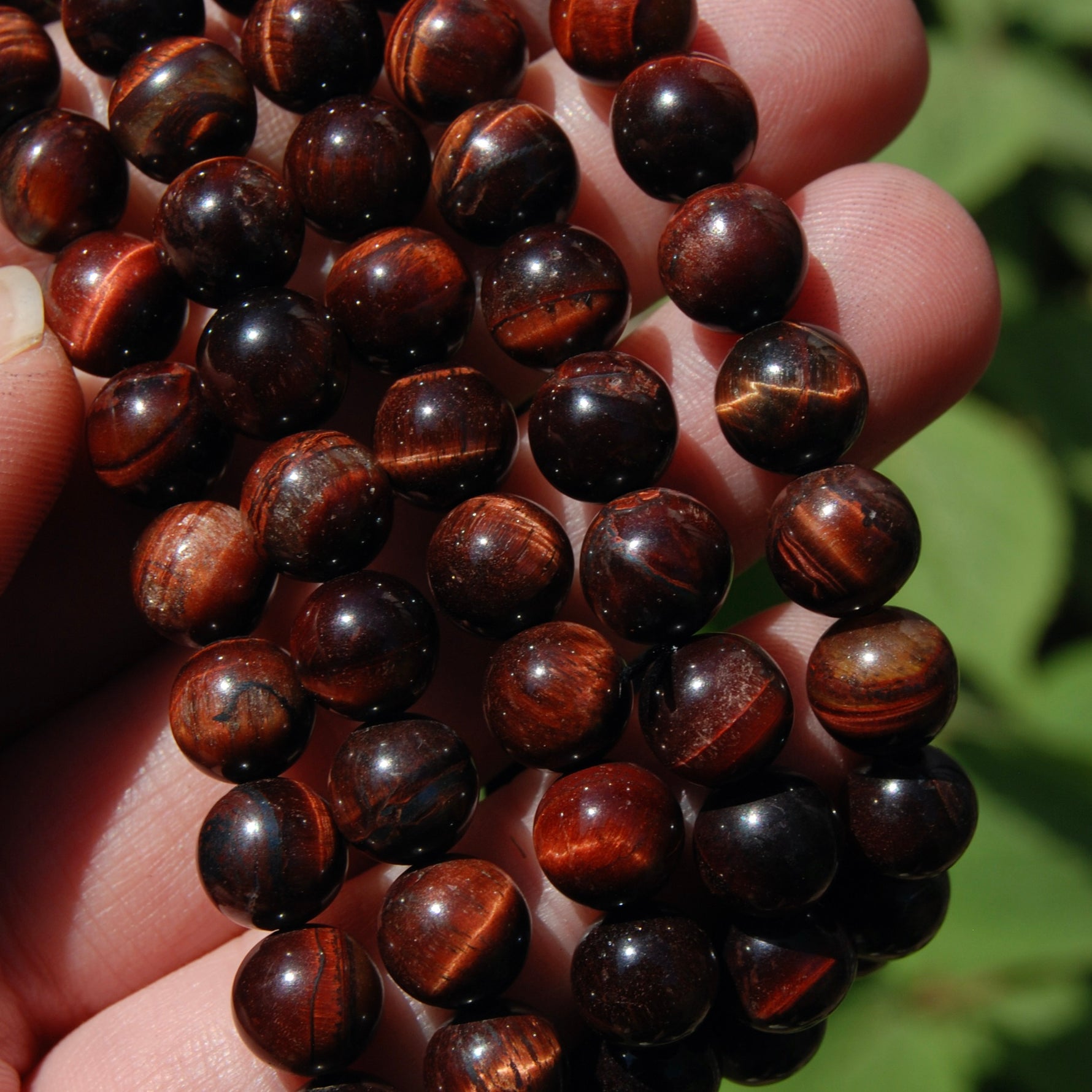 Red Tiger's Eye Crystal Beaded Bracelet