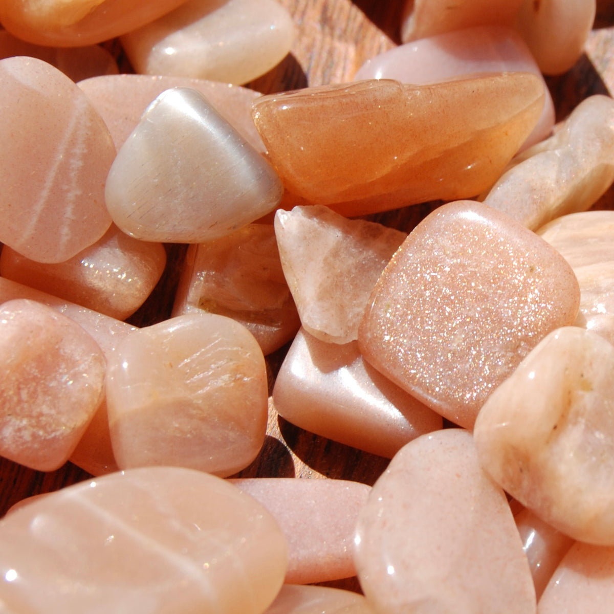 Golden Confetti Sunstone Moonstone Crystal Tumbled Stones