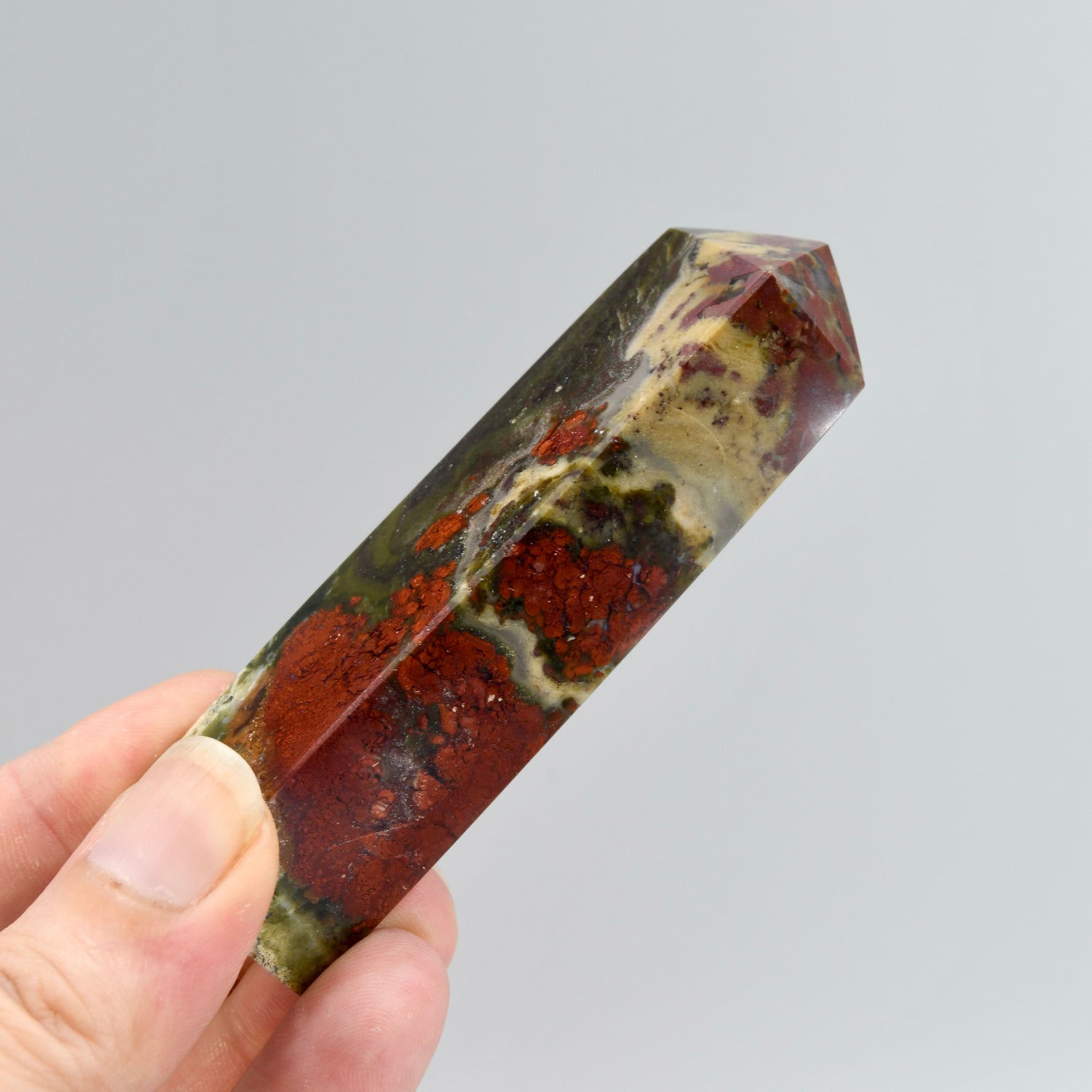 Red Garden Agate Crystal Tower, Intricate Red Moss Agate