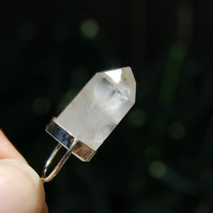 Blue Amphibole Quartz Crystal Sterling Silver Pendant 