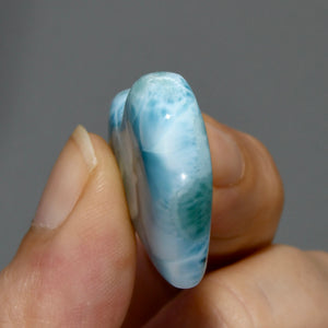 64ct 32mm Natural Larimar Crystal Puffy Heart, Blue Larimar Gemstone, Dominican Republic e7