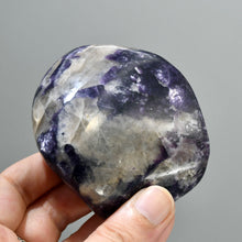 Load image into Gallery viewer, Gem Lepidolite Crystal Palm Stone, Silver Leaf Lepidolite Crystals

