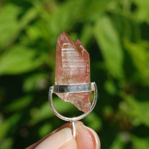 Tantric Twin Strawberry Pink Lemurian Seed Crystal Pendant for Necklace