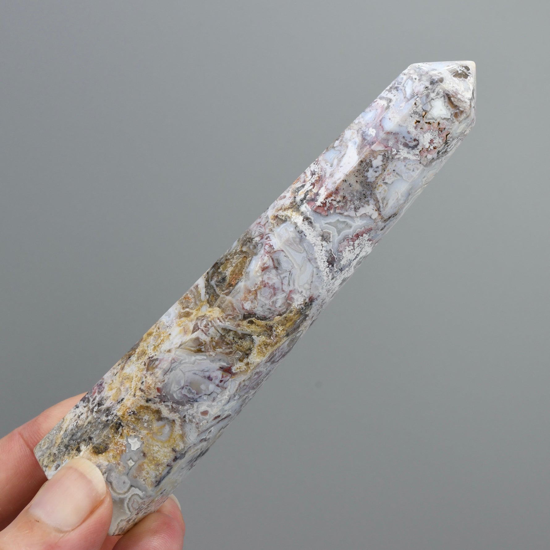 Pink Crazy Lace Agate Crystal Tower