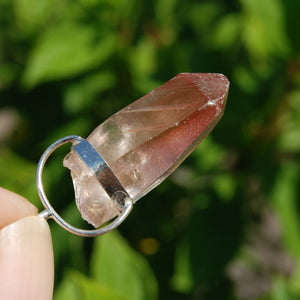 Tantric Twin Strawberry Pink Lemurian Seed Crystal Pendant for Necklace