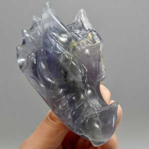 Purple Fluorite Carved Crystal Dragon Skul