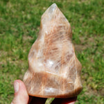 Peach Moonstone Crystal Freeform Flame Tower, India