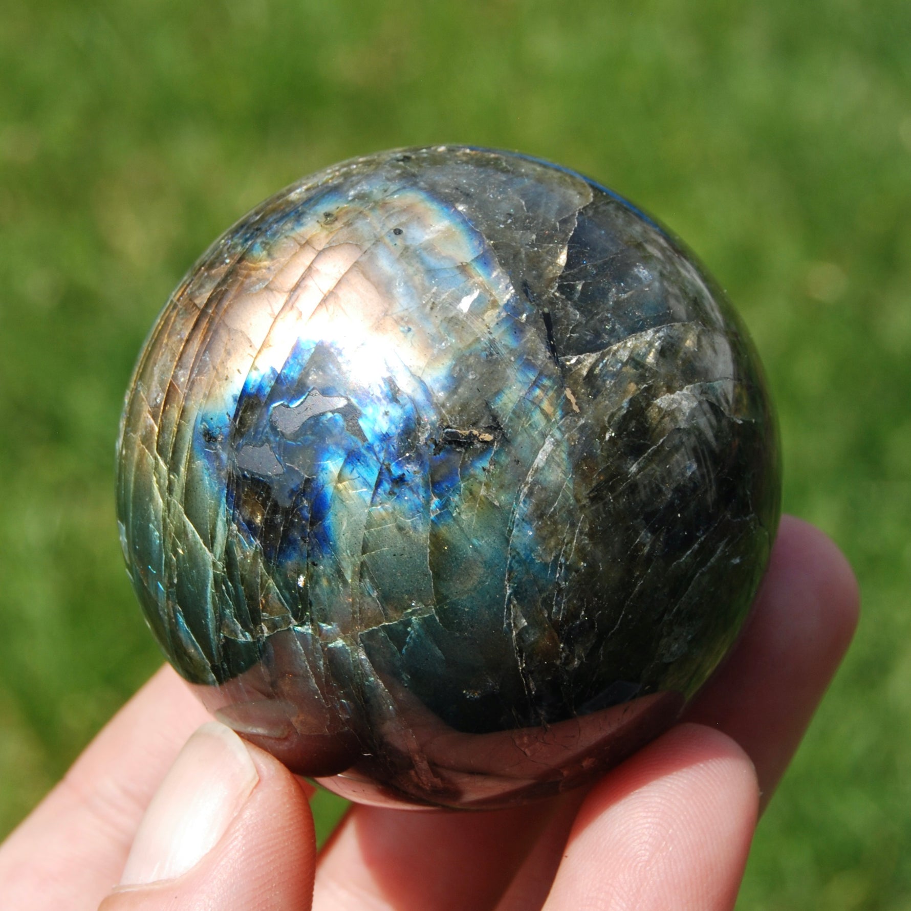 Flashy Rainbow Labradorite Crystal Sphere