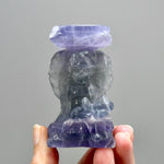 Purple Fluorite Carved Crystal Angel Sphere Stand